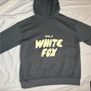 White Fox Boutique Black Hoodie with Cream Logo